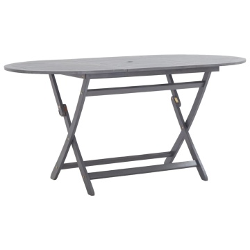 Set mobilier de grădină, 9 piese, gri, lemn masiv de acacia - Img 2