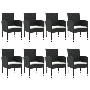 Set mobilier de grădină, 9 piese, negru, poliratan și oțel - Img 3