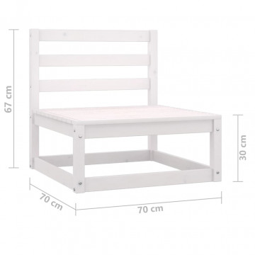 Set mobilier de grădină cu 2 locuri, alb, lemn masiv de pin - Img 5