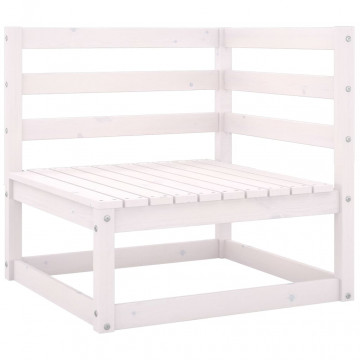 Set mobilier de grădină cu 4 locuri, alb, lemn masiv de pin - Img 4