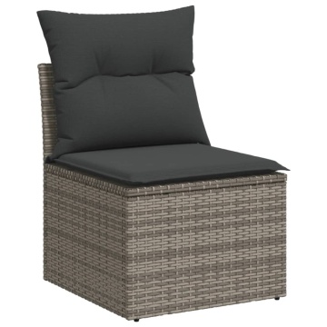 Set mobilier de grădină cu perne, 10 piese, gri, poliratan - Img 4
