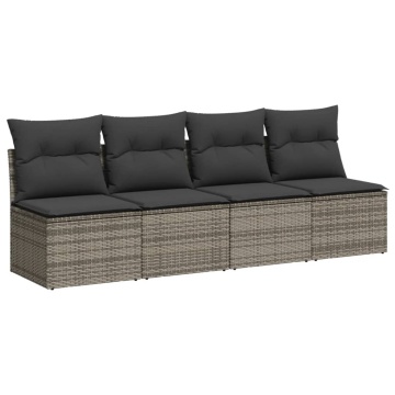Set mobilier de grădină cu perne, 10 piese, gri, poliratan - Img 5