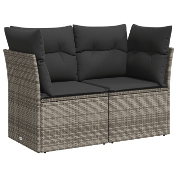 Set mobilier de grădină cu perne, 10 piese, gri, poliratan - Img 5