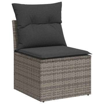 Set mobilier de grădină cu perne, 10 piese, gri, poliratan - Img 8