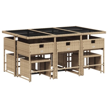 Set mobilier de grădină cu perne, 11 piese, bej, poliratan - Img 8