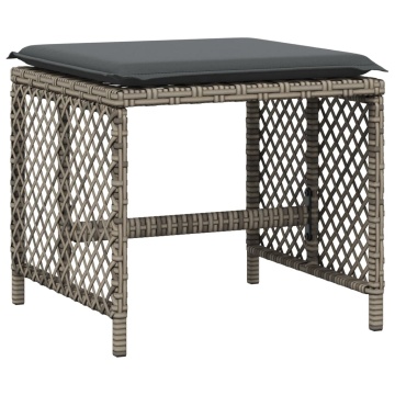 Set mobilier de grădină cu perne, 11 piese, gri, poliratan - Img 8