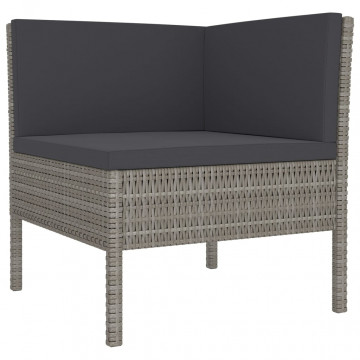 Set mobilier de grădină cu perne, 11 piese, gri, poliratan - Img 4