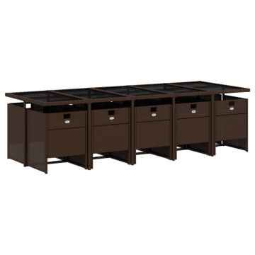 Set mobilier de grădină cu perne, 11 piese, maro, poliratan - Img 3