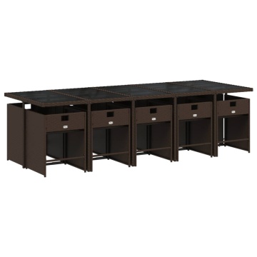 Set mobilier de grădină cu perne, 11 piese, maro, poliratan - Img 3