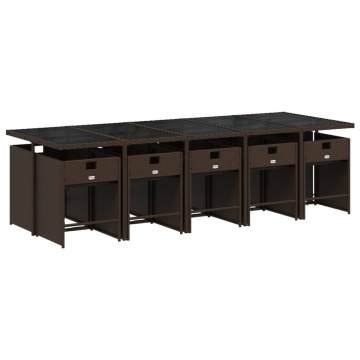 Set mobilier de grădină cu perne, 11 piese, maro, poliratan - Img 3