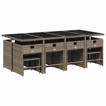 Set mobilier de grădină cu perne, 13 piese, gri, poliratan - Img 3
