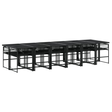 Set mobilier de grădină cu perne, 13 piese, negru, poliratan - Img 6