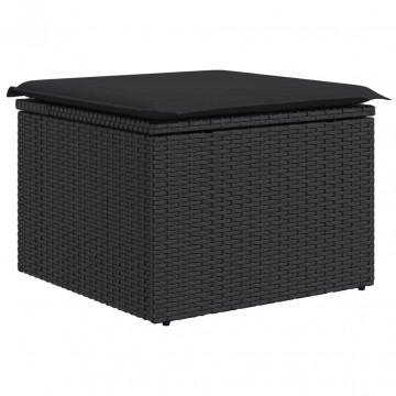 Set mobilier de grădină cu perne, 13 piese, negru, poliratan - Img 3