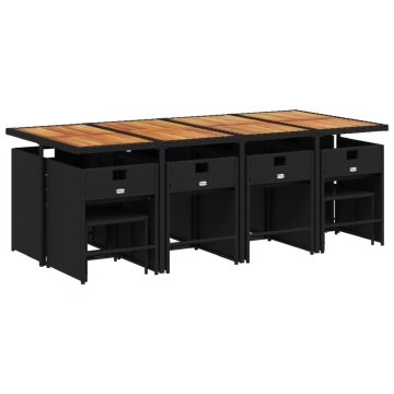 Set mobilier de grădină cu perne, 13 piese, negru, poliratan - Img 3