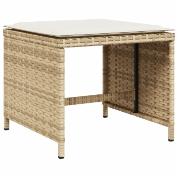 Set mobilier de grădină cu perne, 15 piese, bej, poliratan - Img 5