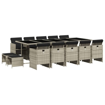Set mobilier de grădină cu perne 15 piese gri deschis poliratan - Img 2