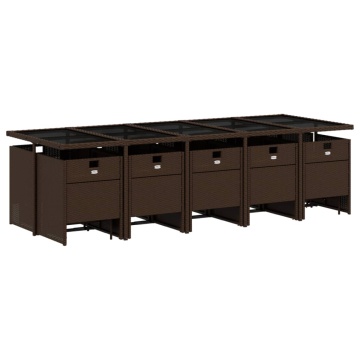 Set mobilier de grădină cu perne, 15 piese, maro, poliratan - Img 3