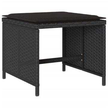 Set mobilier de grădină cu perne, 15 piese, negru, poliratan - Img 3