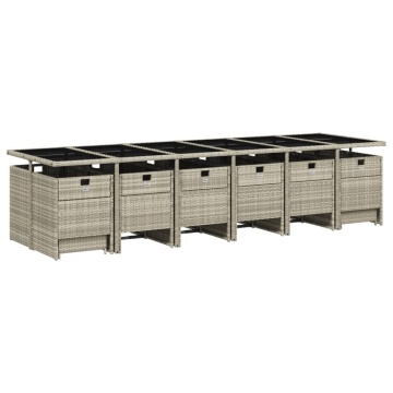 Set mobilier de grădină cu perne 17 piese gri deschis poliratan - Img 3