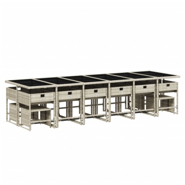 Set mobilier de grădină cu perne 17 piese gri deschis poliratan - Img 4