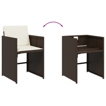 Set mobilier de grădină cu perne, 17 piese, maro, poliratan - Img 6