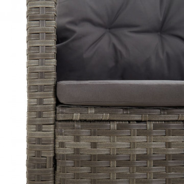 Set mobilier de grădină cu perne, 2 piese, gri, poliratan - Img 6