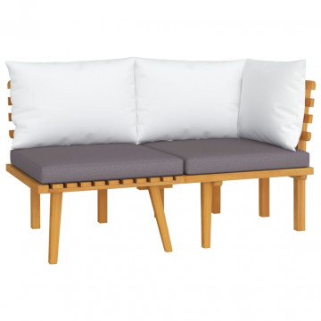 Set mobilier de grădină cu perne, 2 piese, lemn masiv de acacia - Img 2