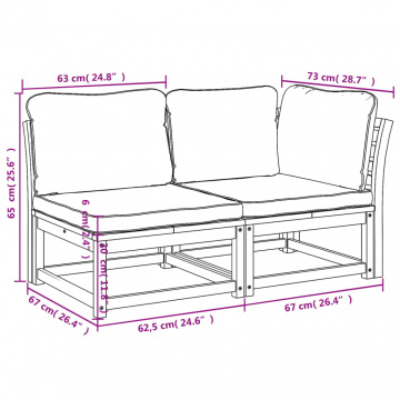 Set mobilier de grădină cu perne, 2 piese, lemn masiv de acacia - Img 6