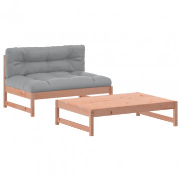 Set mobilier de grădină cu perne, 2 piese, lemn masiv Douglas - Img 2