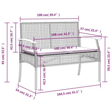Set mobilier de grădină cu perne, 3 piese, bej, poliratan - Img 6