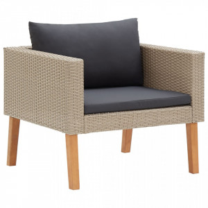 Set mobilier de grădină cu perne, 3 piese, bej, poliratan - Img 8
