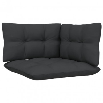 Set mobilier de grădină cu perne, 3 piese, gri, lemn masiv pin - Img 7