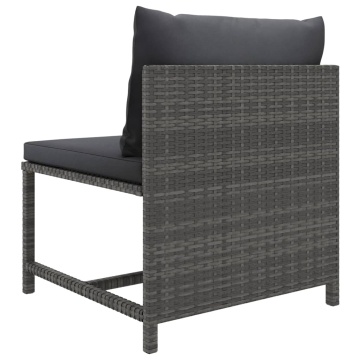Set mobilier de grădină cu perne, 3 piese, gri, poliratan - Img 6
