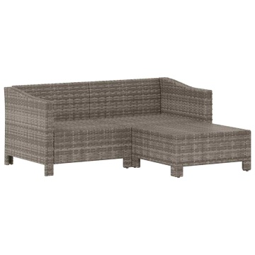 Set mobilier de grădină cu perne, 3 piese, gri, poliratan - Img 3