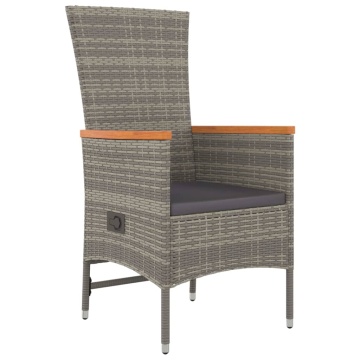 Set mobilier de grădină cu perne, 3 piese, gri, poliratan - Img 8