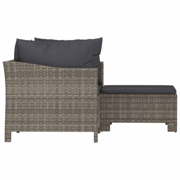 Set mobilier de grădină cu perne, 3 piese, gri, poliratan - Img 8