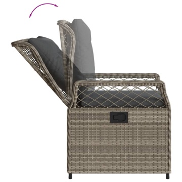Set mobilier de grădină cu perne, 3 piese, gri, poliratan - Img 8