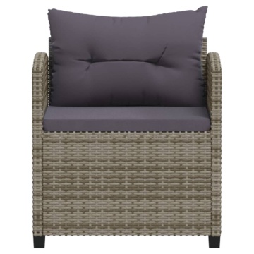Set mobilier de grădină cu perne, 3 piese, gri, poliratan - Img 4