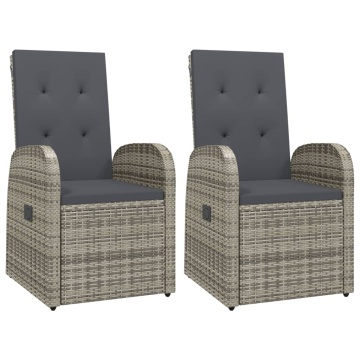 Set mobilier de grădină cu perne, 3 piese, gri, poliratan - Img 4