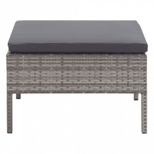 Set mobilier de grădină cu perne, 3 piese, gri, poliratan - Img 6