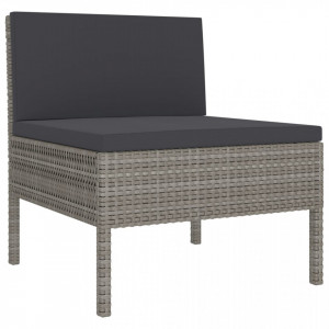 Set mobilier de grădină cu perne, 3 piese, gri, poliratan - Img 4