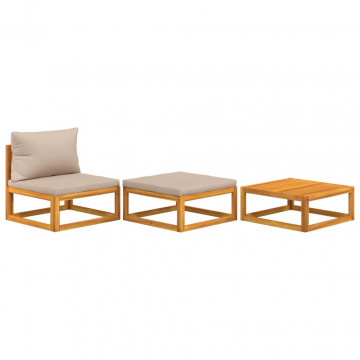 Set mobilier de grădină cu perne, 3 piese, lemn masiv acacia - Img 2