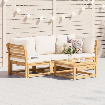 Set mobilier de grădină cu perne, 3 piese, lemn masiv acacia - Img 3