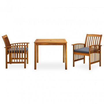 Set mobilier de grădină cu perne, 3 piese, lemn masiv salcâm - Img 8