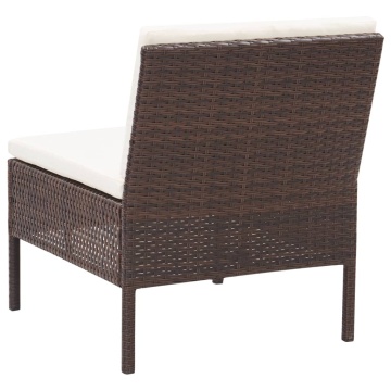 Set mobilier de grădină cu perne, 3 piese, maro, poliratan - Img 9