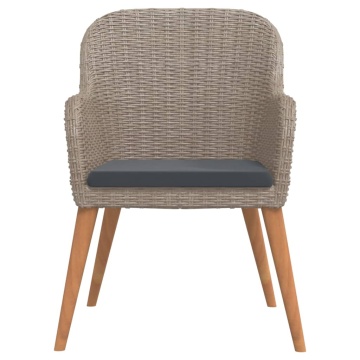 Set mobilier de grădină cu perne, 3 piese, maro - Img 4