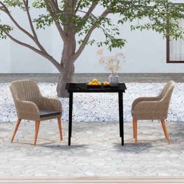 Set mobilier de grădină cu perne, 3 piese, maro - Img 1