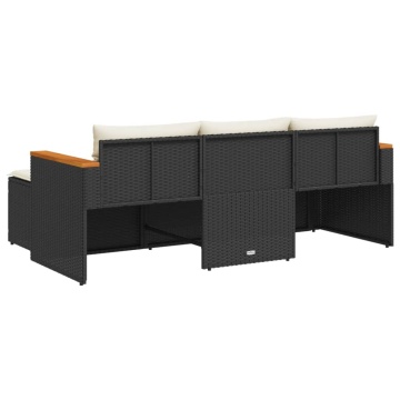 Set mobilier de grădină cu perne, 3 piese, negru, poliratan - Img 5