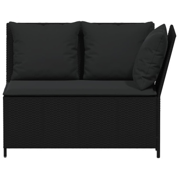 Set mobilier de grădină cu perne, 3 piese, negru, poliratan - Img 6