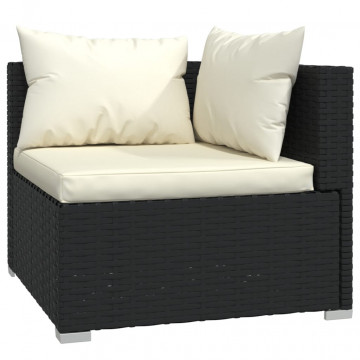 Set mobilier de grădină cu perne, 3 piese, negru, poliratan - Img 8